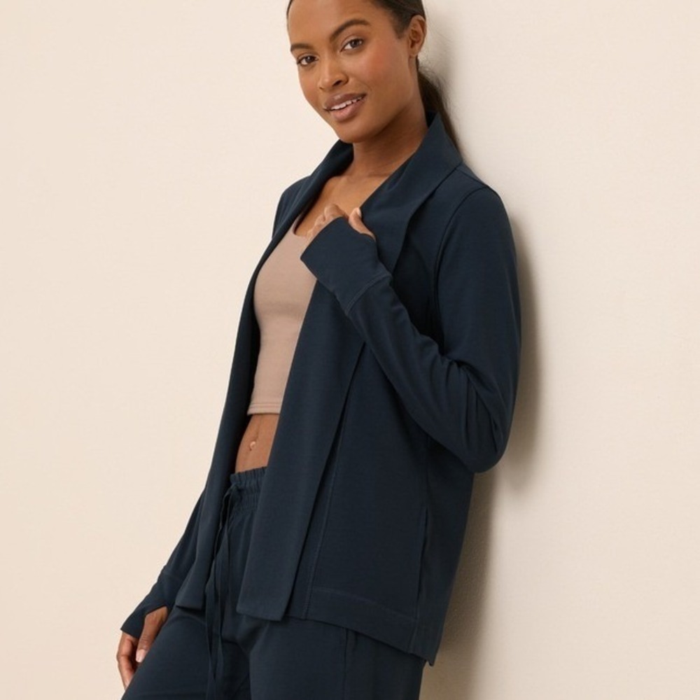 Pact Navy Organic Luxe Essential Swing Cardigan Open Size Medium